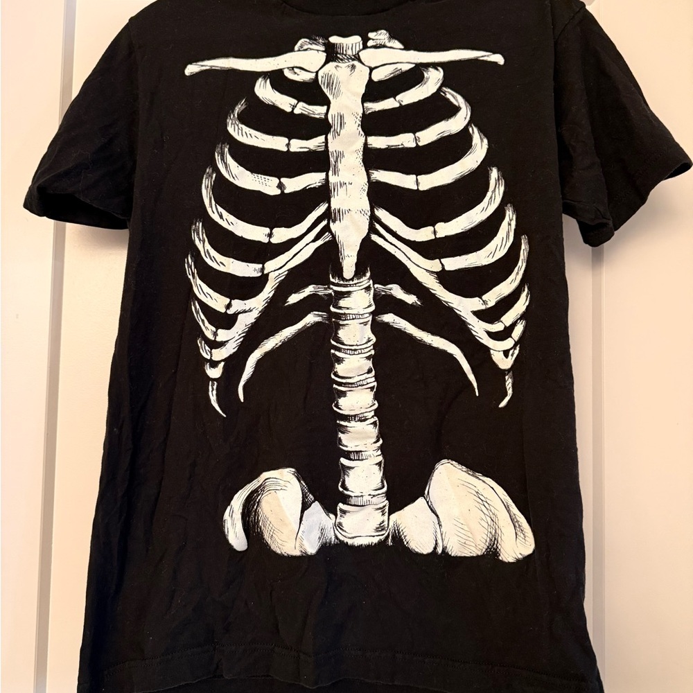 Black Skeleton Ribcage Graphic T-Shirt